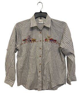 Napa Valley button-up shirt M Womens Embroidered Cotton Blend